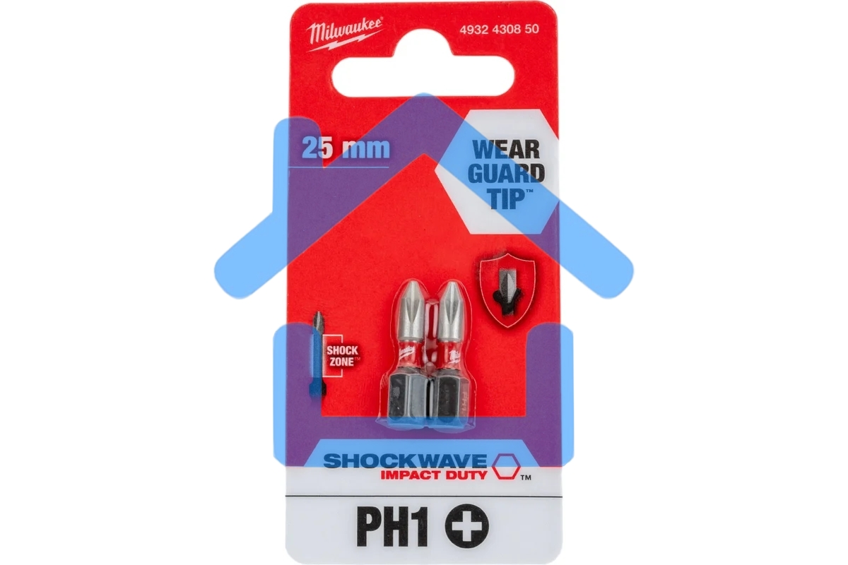 Бита Milwaukee Shockwave PH1 25мм 2шт (4932430850)