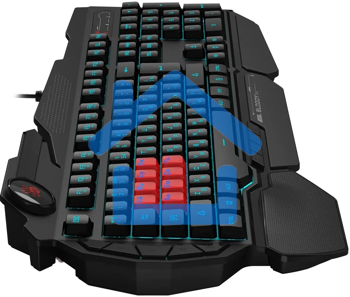 Клавиатура A4Tech Bloody B318 черный USB Multimedia Gamer LED (подставка для запястий)
