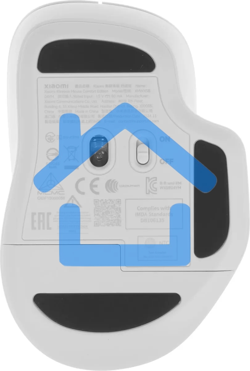 Мышь беспроводная Xiaomi Wireless Mouse Comfort Edition белый, 1200 dpi, радиоканал, USB, кнопки - 3