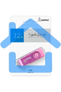 Флешка USB R/W Smartbuy R/W Twist Pink (SB032 Gb2TWP), 32 Gb, USB 2.0, R/W 15/12, розовый