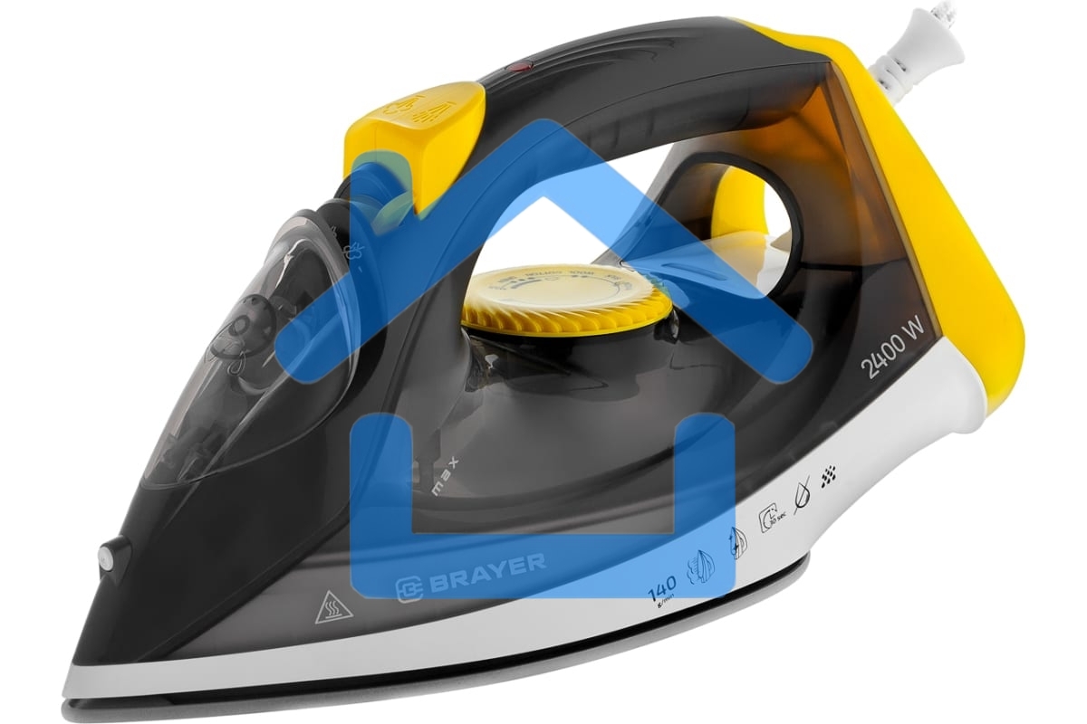 Утюг BRAYER BR4003GY, 2400 Вт, керамическое покрытие, пар 140 г/мин, антикапля, разбрызгивание, 330 мл, самоотчистка