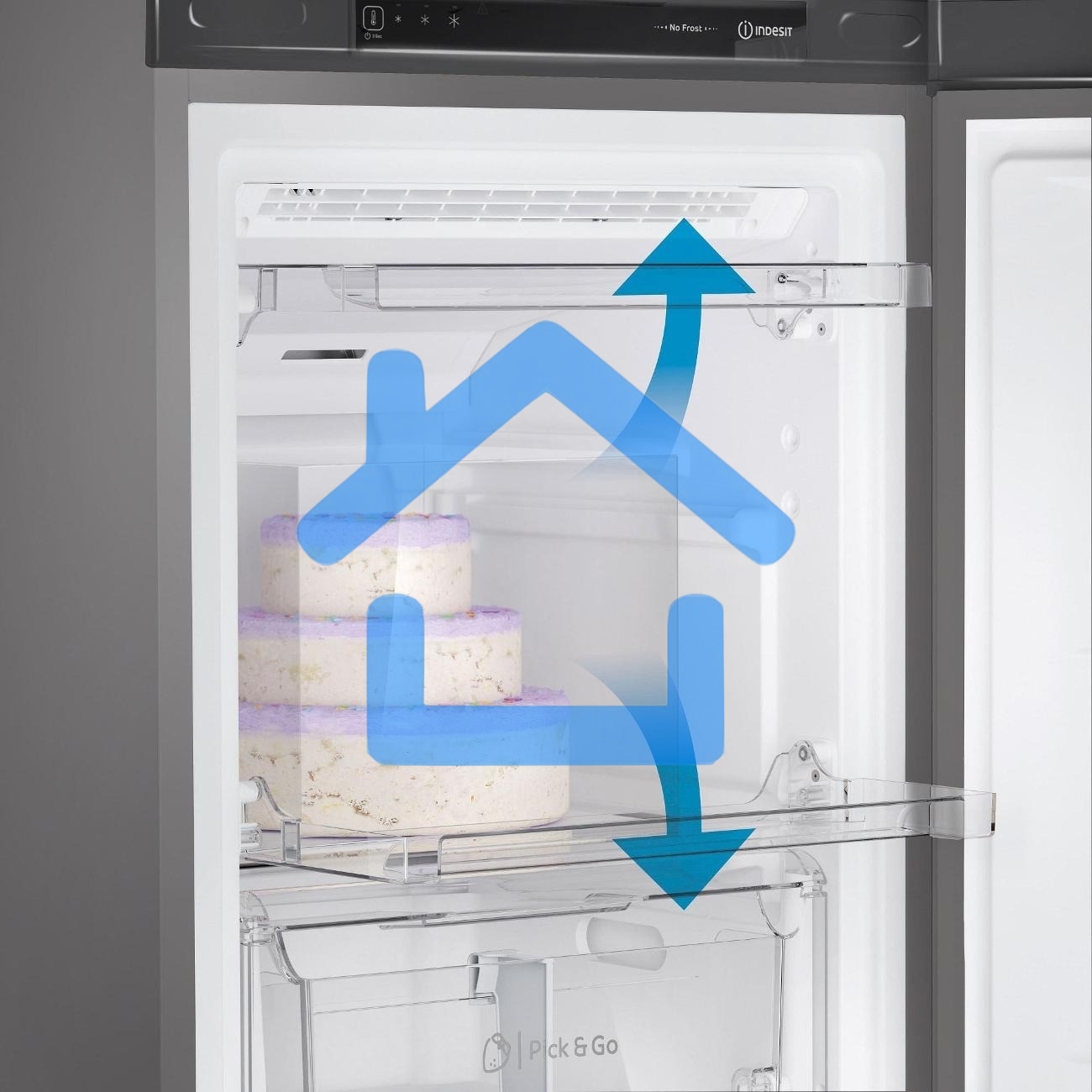 Морозильная камера Indesit DFZ 4150 G, серебристый, 204л, 6 ящиков