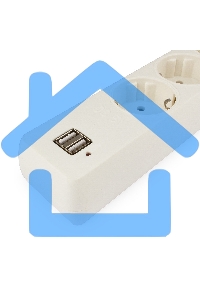 Сетевой фильтр Гарнизон 5р, 10А, 2xUSB, 1.8м, ур.защиты 4, белый, пакет