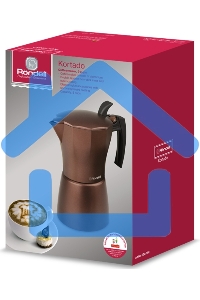 Кофеварка гейзерная Rondell Kortado RDA-399, 0.45л, алюминий, коричневый