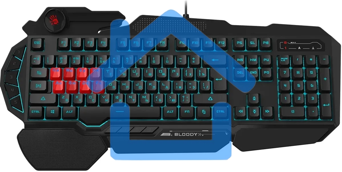 Клавиатура A4Tech Bloody B318 черный USB Multimedia Gamer LED (подставка для запястий)