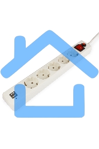 Сетевой фильтр Гарнизон 5р, 10А, 2xUSB, 1.8м, ур.защиты 4, белый, пакет