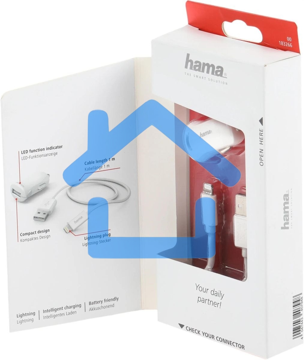 Комплект зарядное устройство Hama H-183266 2.4A для Apple кабель Apple Lightning белый