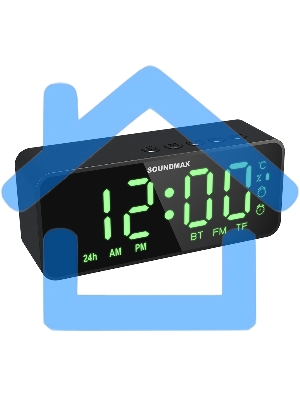 Радиочасы с будильником SOUNDMAX SM-1520B (черный с зеленым)