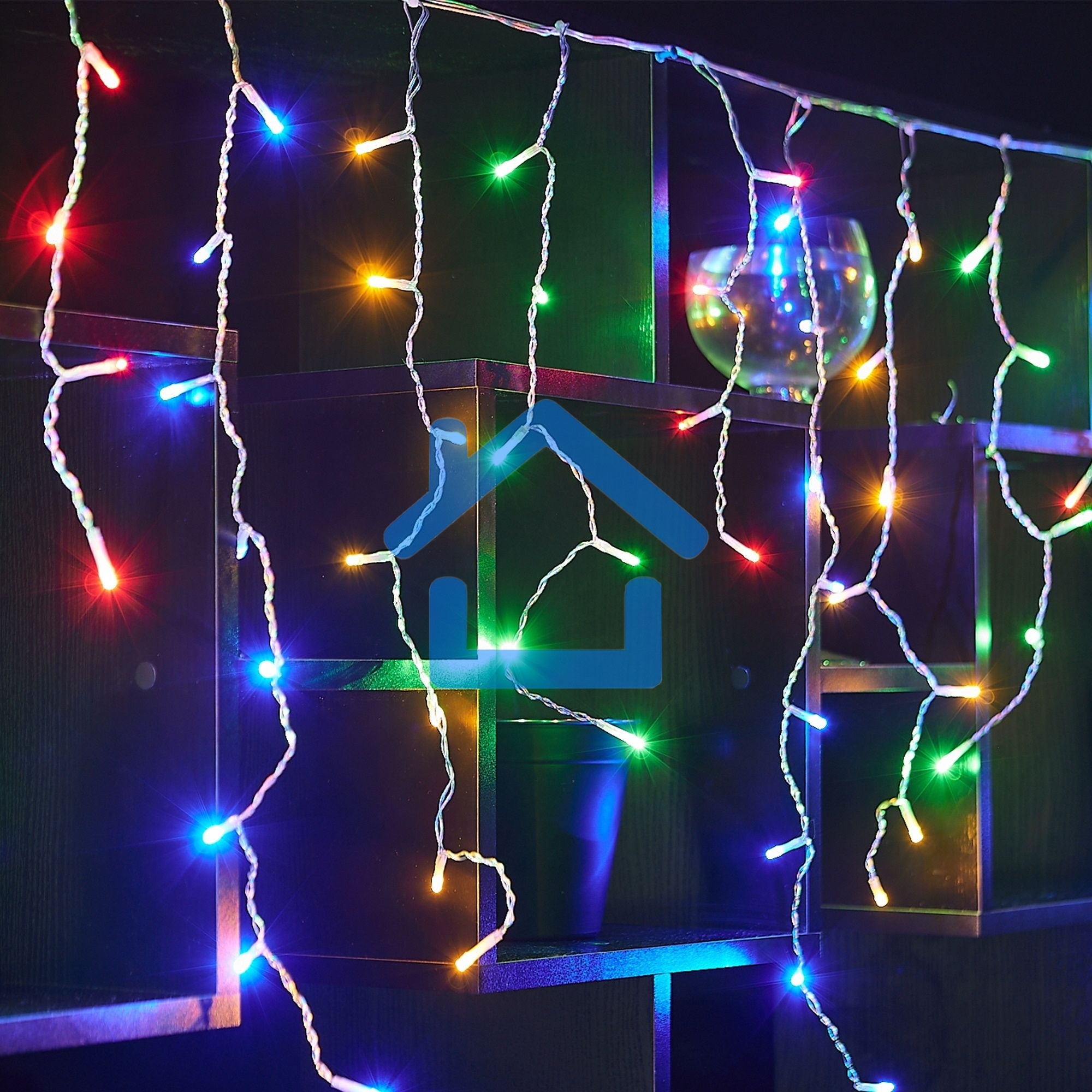 Бахрома светодиодная с эффектом мерцания 2м Соединяемая 100 светодиодов Разноцветный свет Провод прозрачный ULD-B2007-100/TTK MULTI IP44