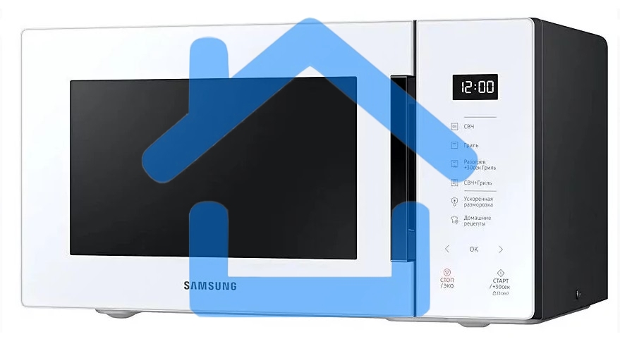 Микроволновая печь Samsung MG23T5018AW/BW белый, 23 л, 800 Вт, переключатели - сенсор