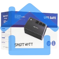 Источник бесперебойного питания SMARTWATT UPS SAFE 1000 черный, 1000/600 ВА/Вт, линейно-интерактивный, напольный, LED индикация, Shuko CEE7/4 - 3 шт.