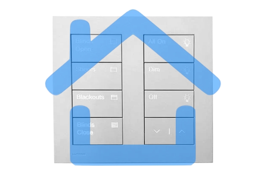Кнопочная панель HQWT-S-P4RW-WH-E Lutron 7 кнопок и клавиши поднять.опустить, пластик белый.
