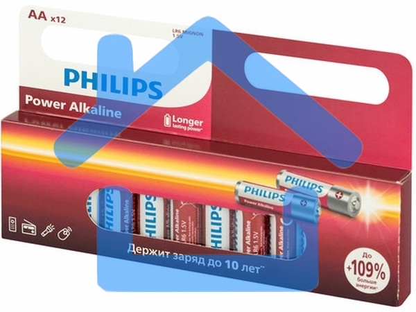 Элемент питания алкалиновый AA/LR6 1.5В Power (блист. 12шт) Philips Б0064661