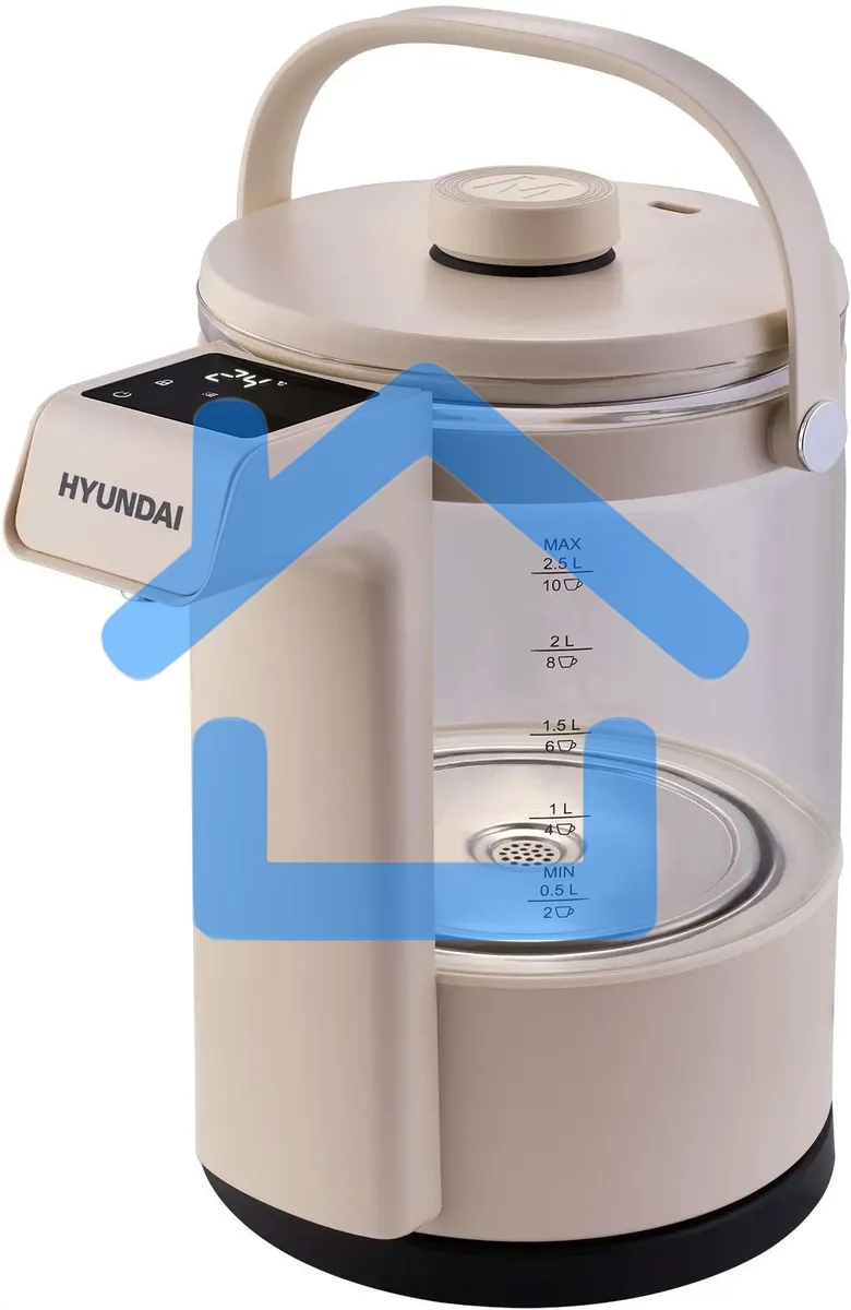 Чайник электрический Hyundai HYK-G7700 2.5л. 2200Вт кремовый/черный корпус: стекло