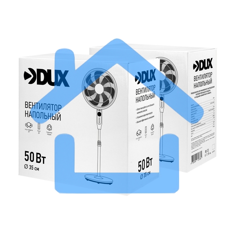 Вентилятор напольный DUX 7 лопастей, д/у управление, 50Вт белый 60-0221