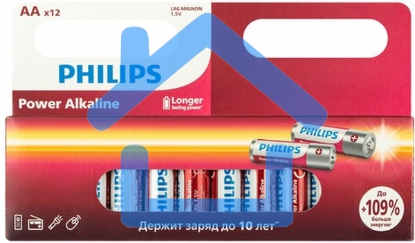 Элемент питания алкалиновый AA/LR6 1.5В Power (блист. 12шт) Philips Б0064661