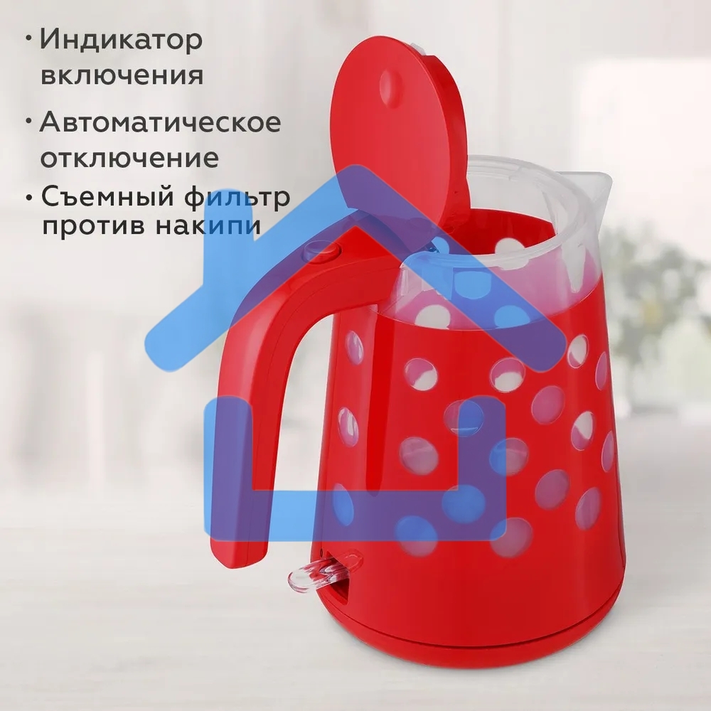 Чайник BQ KT1713P Red. Мощность:2200 Вт, Объем 1,7л, LED подсветка