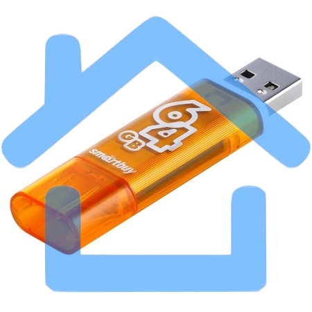 Флешка USB R/W SmartBuy Glossy series Orange (SB64GbGS-Or), 64Gb, USB 2.0, R/W 25/15, оранжевый