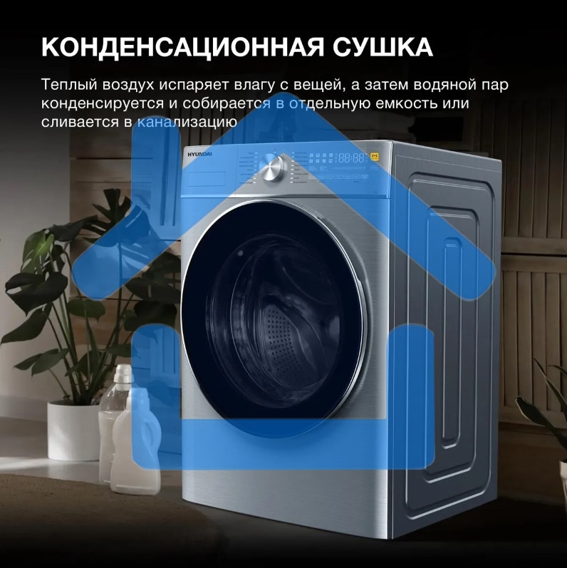 Стиральная машина Hyundai WMD9413 серебристый, загр. фронтальная макс.: 10 кг 1400 об/мин класс: В