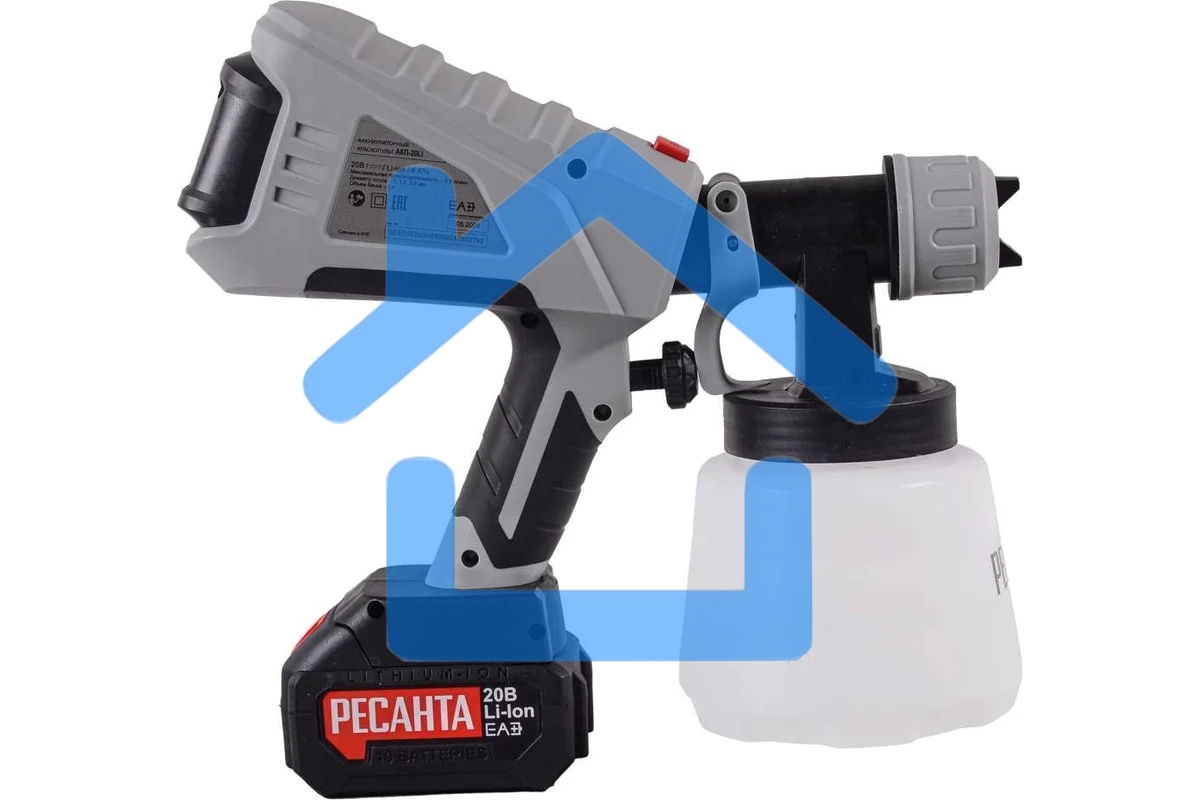 Краскопульт аккумуляторный Ресанта АКП-20Li (в комплекте 1 АКБ и ЗУ) 75/17/3