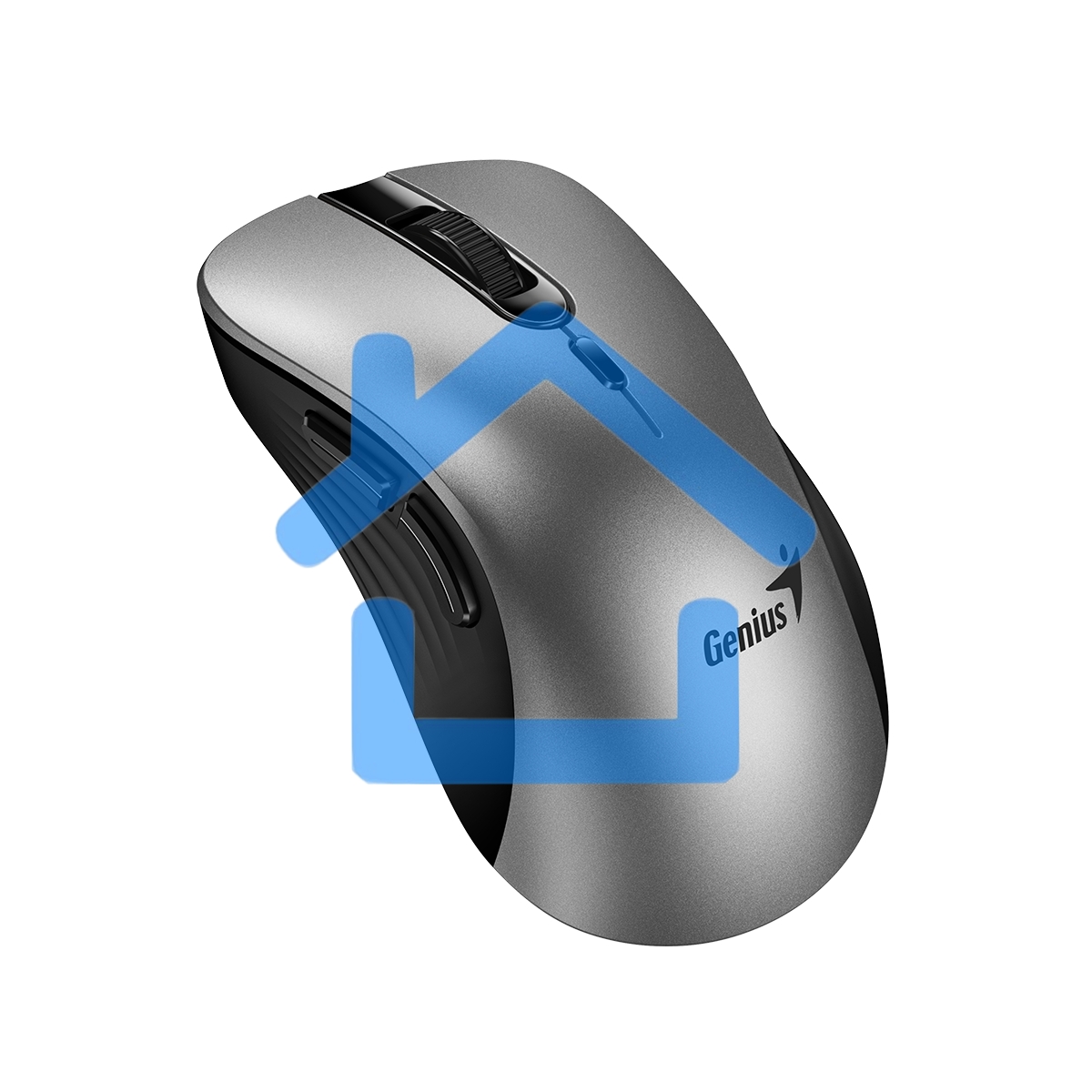 Мышь беспроводная Genius Ergo 8100S AI серебристо-серый, 1600 dpi, радиоканал, USB, кнопки - 6