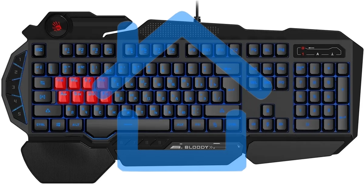 Клавиатура A4Tech Bloody B318 черный USB Multimedia Gamer LED (подставка для запястий)