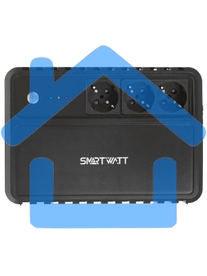 Источник бесперебойного питания SMARTWATT UPS SAFE 1000 черный, 1000/600 ВА/Вт, линейно-интерактивный, напольный, LED индикация, Shuko CEE7/4 - 3 шт.