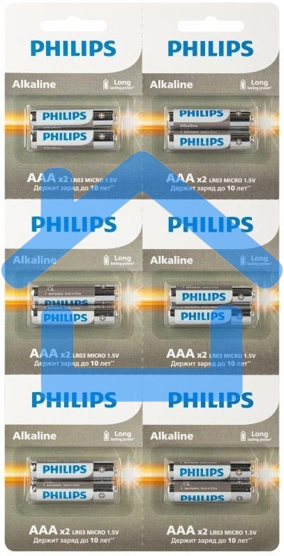 Элемент питания алкалиновый AAA/LR03 1.5В Entry отрывной набор (блист. 12шт) Philips Б0064646