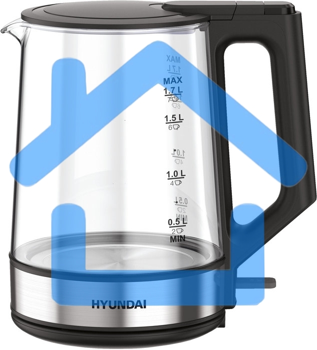 Чайник электрический Hyundai HYK-G8808 1.7л. 2200Вт черный/серебристый корпус: стекло