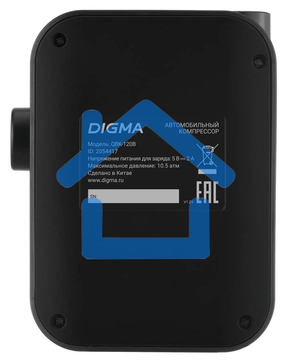 Автомобильный компрессор Digma QBK-120B черный, шланг 0.2м