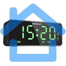 Радиочасы с будильником SOUNDMAX SM-1520B (черный с зеленым)