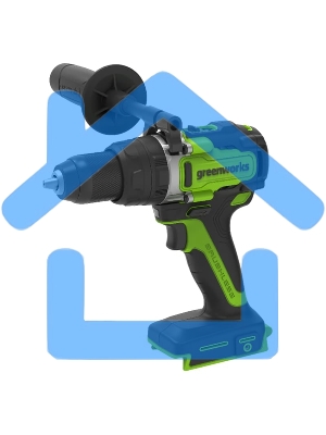 Дрель-шуруповерт GREENWORKS GD24DD140, Аккумуляторная, 24В, Без АКБ и ЗУ