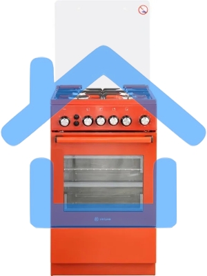 Плита газовая De Luxe 5040.40Г (кр) ЧР-017 терракотовый, конфорок 4 шт, духовка 46 л, 50 см x 85 см x 50 см