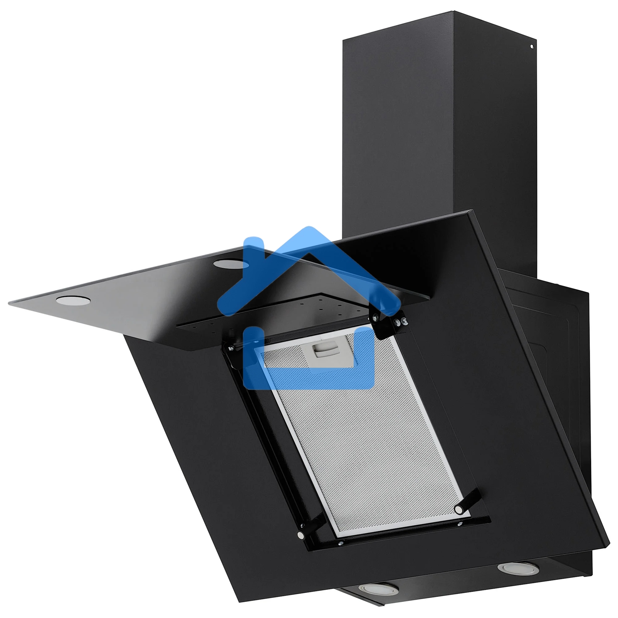 Вытяжка наклонная KRONA Vierkant 600 Black PB черный, 60 см, 890 куб. м/ч, 68 дБ