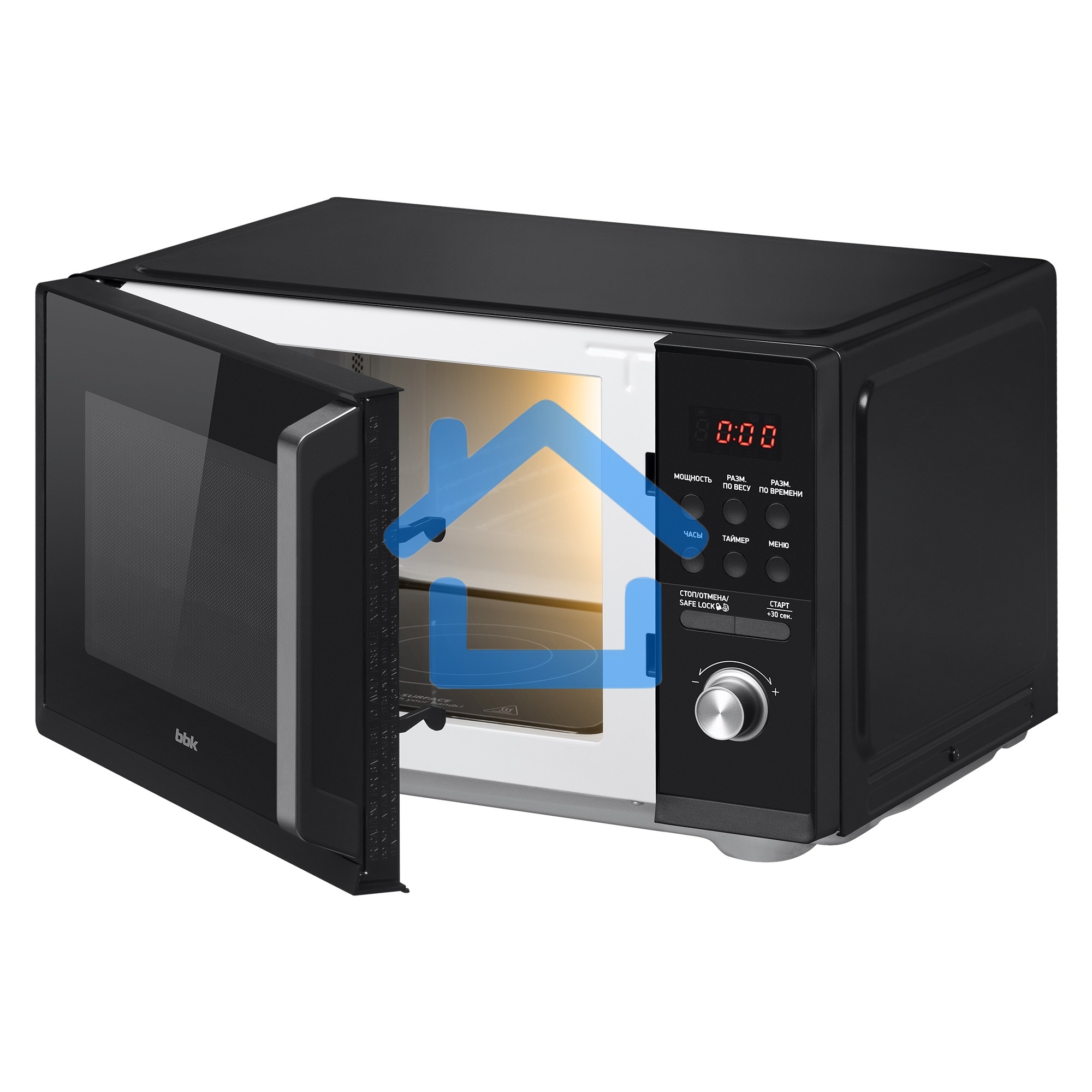 Микроволновая печь BBK 25MWS-954T/B черный, 25 л, 900 Вт, поворотный/кнопки