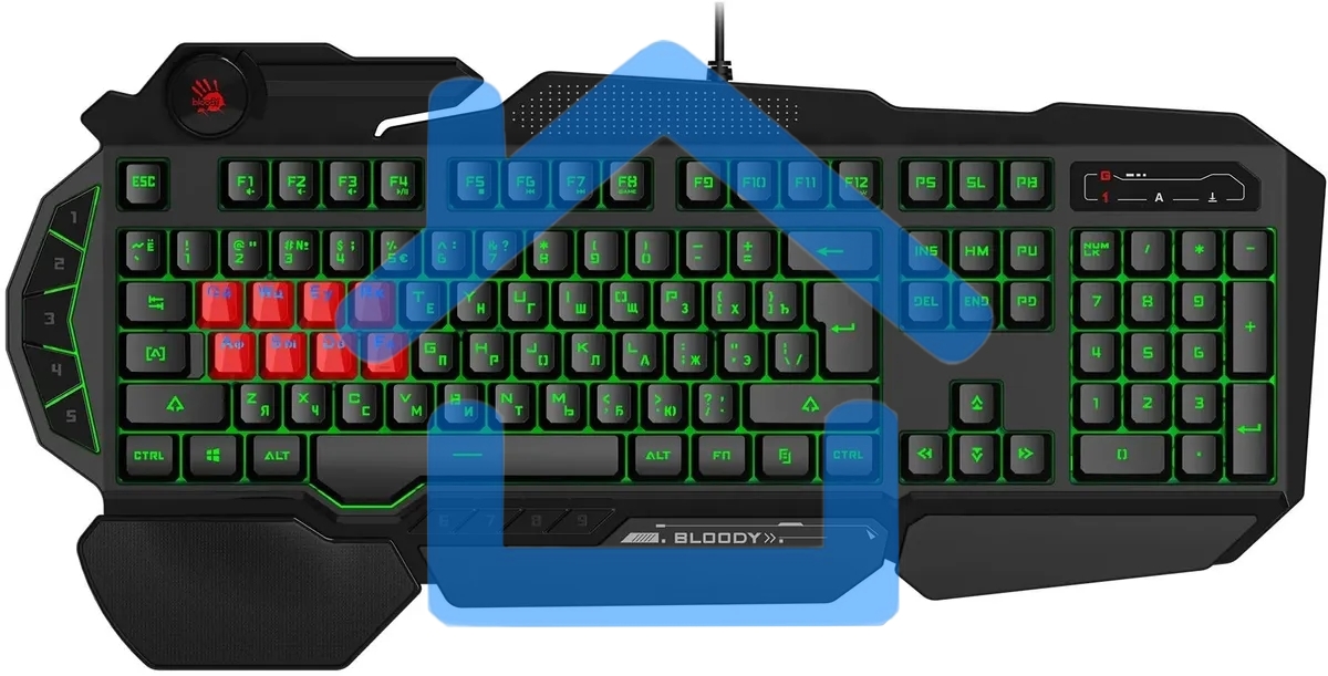 Клавиатура A4Tech Bloody B318 черный USB Multimedia Gamer LED (подставка для запястий)