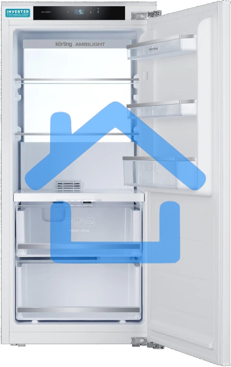 Встраиваемый холодильник Korting KSI 1221, белый однокамерный 173л, морозилка отсутствует, капельное