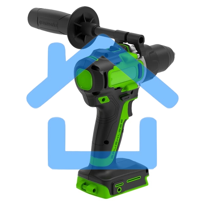 Дрель-шуруповерт GREENWORKS GD24DD90, Аккумуляторная, 24В, Без АКБ и ЗУ