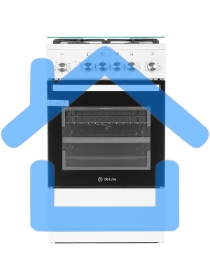 Плита газовая De Luxe 5040.40Г (КР) ЧР белый, конфорок 4 шт, духовка 46 л, 50 см x 85 см x 50 см