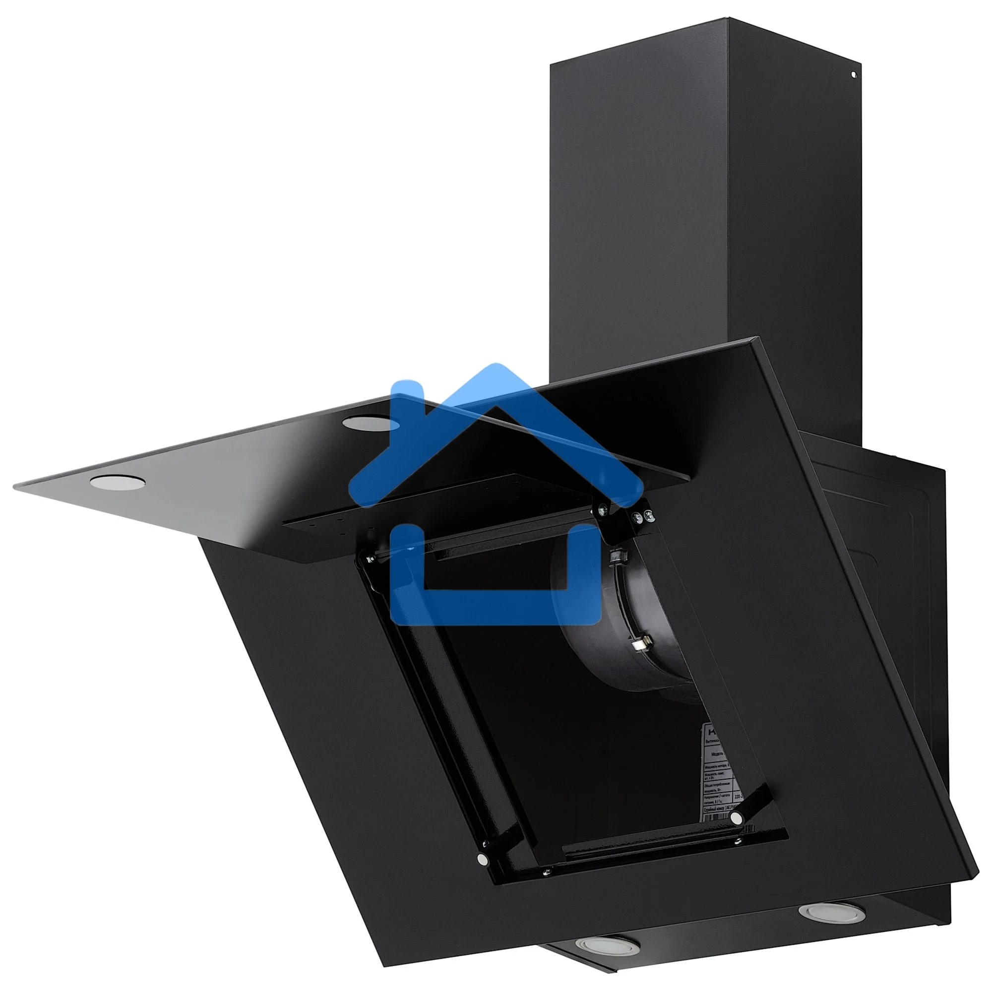 Вытяжка наклонная KRONA Vierkant 600 Black PB черный, 60 см, 890 куб. м/ч, 68 дБ