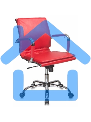 Кресло руководителя Бюрократ CH-993-Low/Red красный, низкая спинка, искусственная кожа, крестовина хромированная