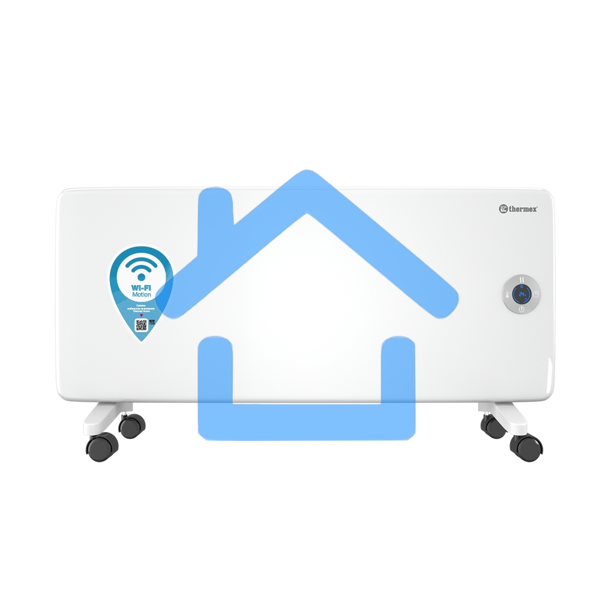 Конвектор Thermex Frame 2000E белый, 2000 Вт, 25 м2, термостат, дисплей, WiFi