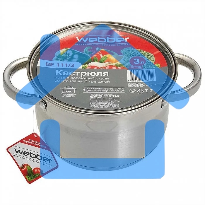 Кастрюля WEBBER BE-111/2 3 л, 18 см, нержавеющая сталь, с крышкой