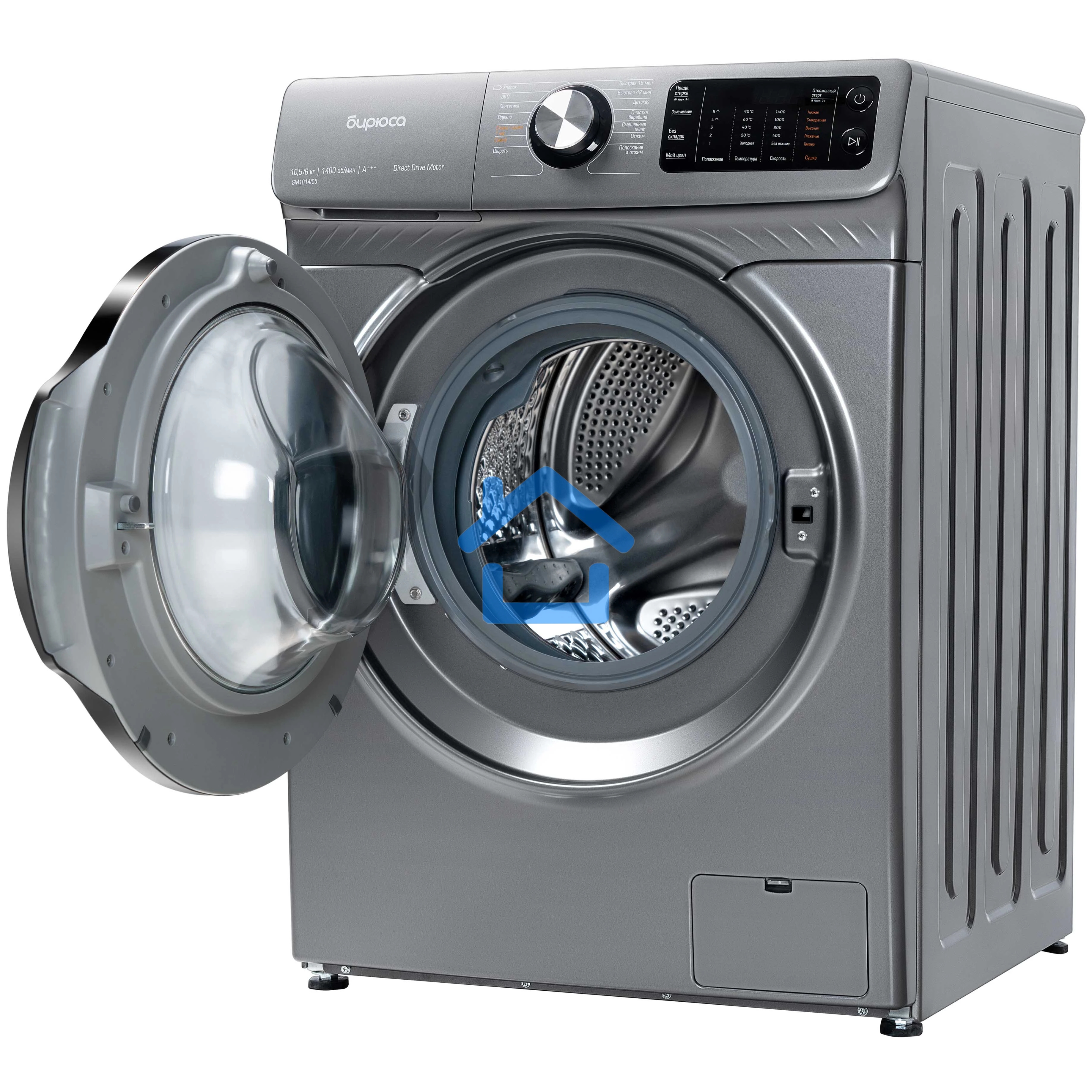 Стирально-сушильная машина Бирюса WMD-SM1014/05 M металлик, загрузка фронтальная 10.5кг, 1400 об/мин., класс: A+++
