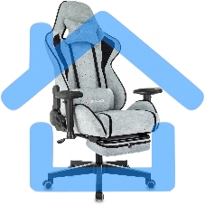 Кресло игровое Zombie Drift/F серо-голубой/черный, крестов. пластик, подст. для ног