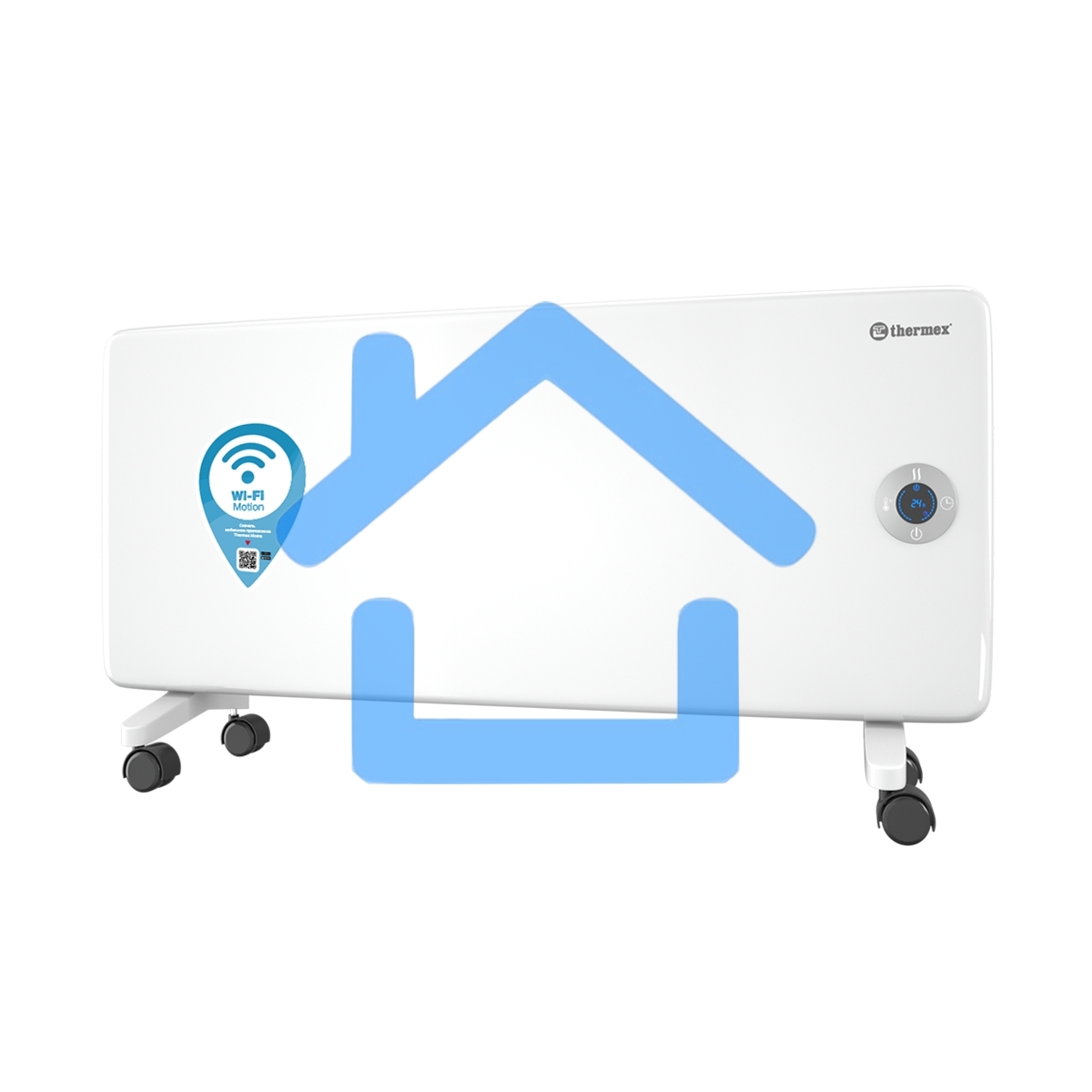 Конвектор Thermex Frame 2000E белый, 2000 Вт, 25 м2, термостат, дисплей, WiFi