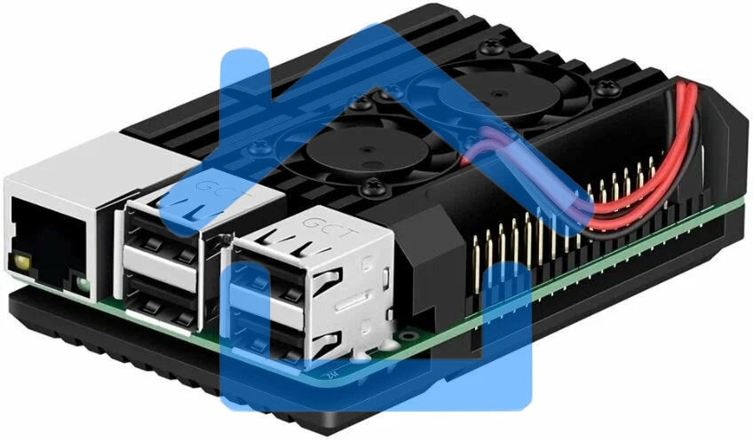 Корпус ACD RA503 Aluminum Case with Double Fans for Raspberry Pi 4B, черный