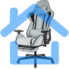 Кресло игровое Zombie Drift/F серо-голубой/черный, крестов. пластик, подст. для ног