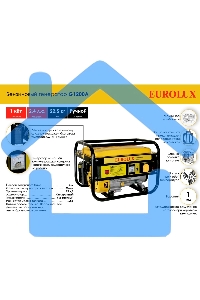 Электрогенератор бензиновый Eurolux G1200A, 1.1 кВт, 75 дБ, 22.5 кг