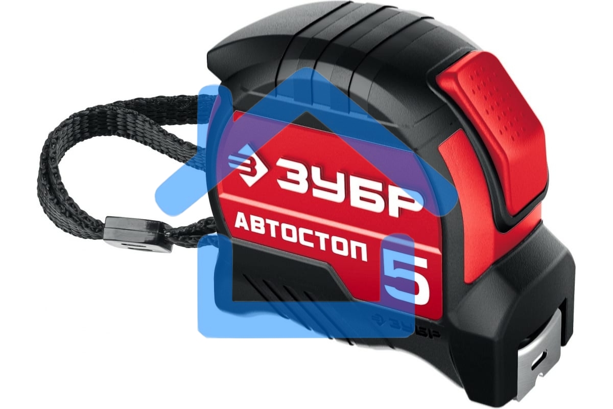 Рулетка ЗУБР АВТОСТОП 5м / 19мм с автостопом и ударостойким обрезиненным корпусом